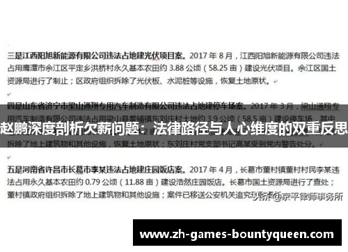 赵鹏深度剖析欠薪问题：法律路径与人心维度的双重反思